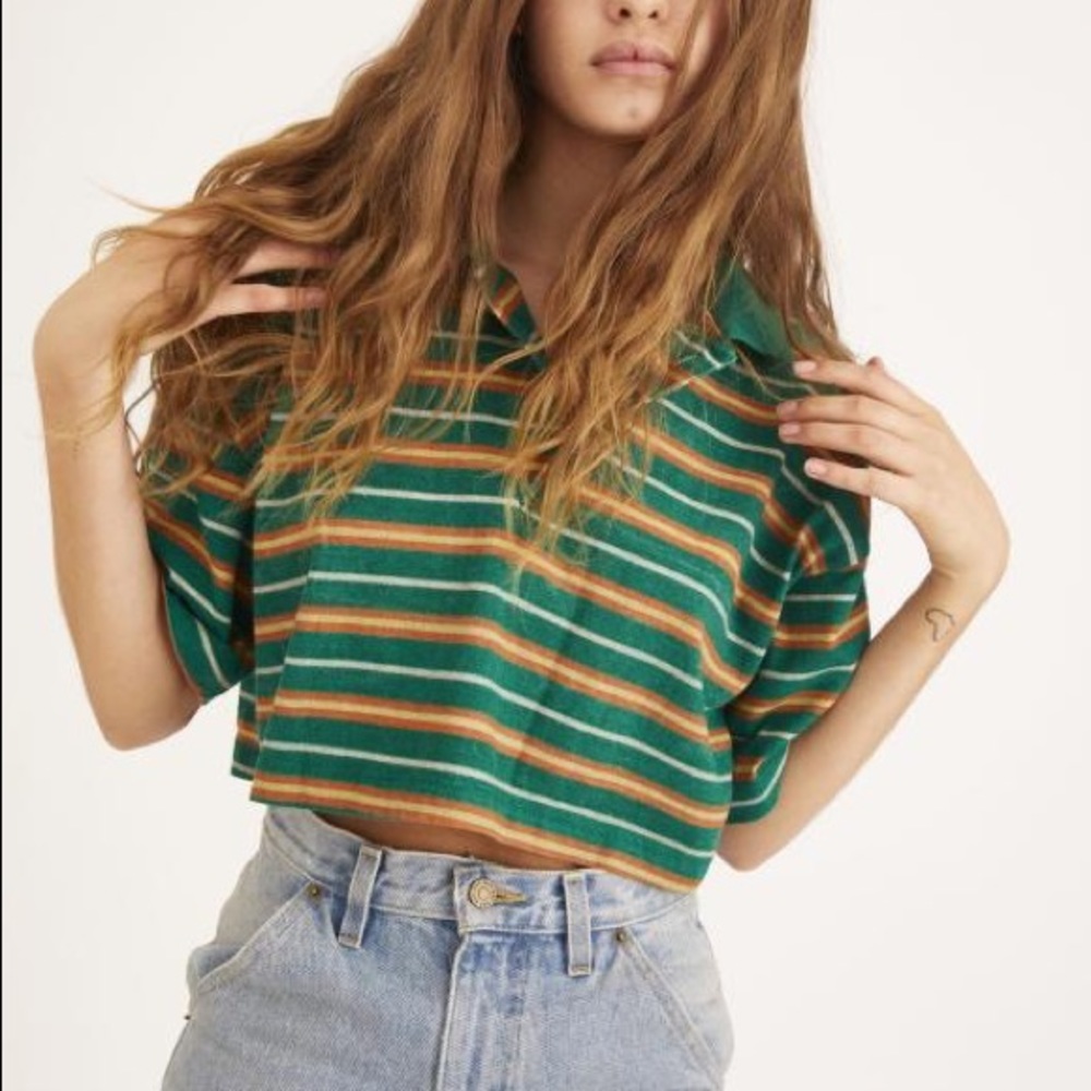 Urban Outfitters Preston boxy cropped polo vintage top